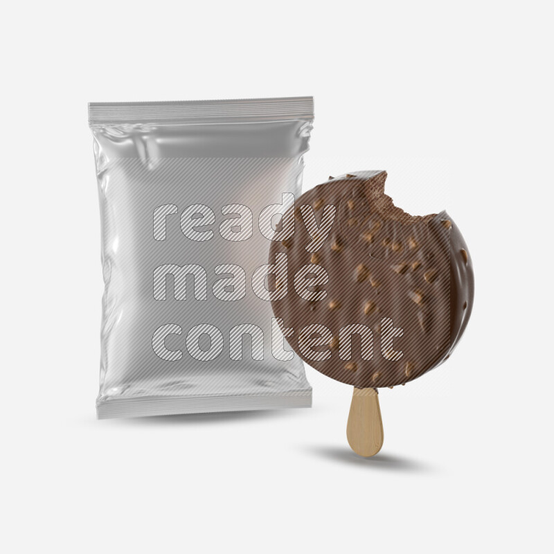 Chocolate ice cream stick mockup isolated on white background 3d rendering