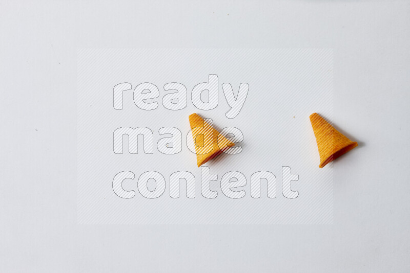 Assorted snacks on white background