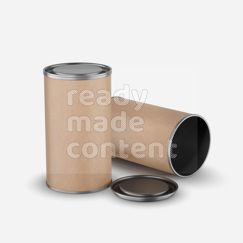 Kraft paper tube mockup with metal lid isolated on white background 3d rendering