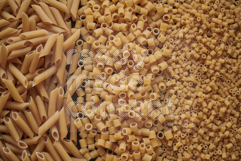 3 types of pasta filling the frame