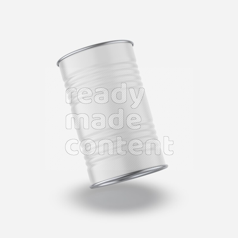 Glossy metallic tin can mockup with white blank label isolated on white background 3d rendering