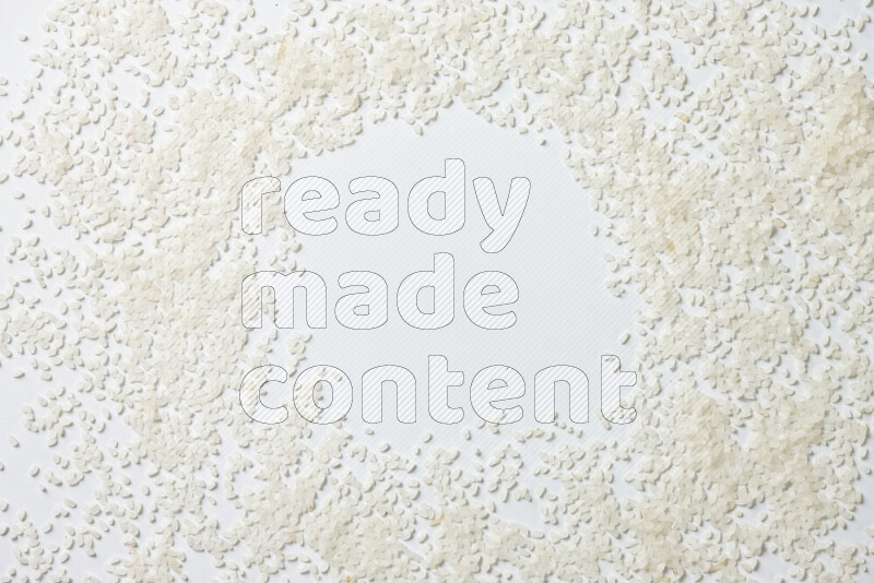 White rice on white background