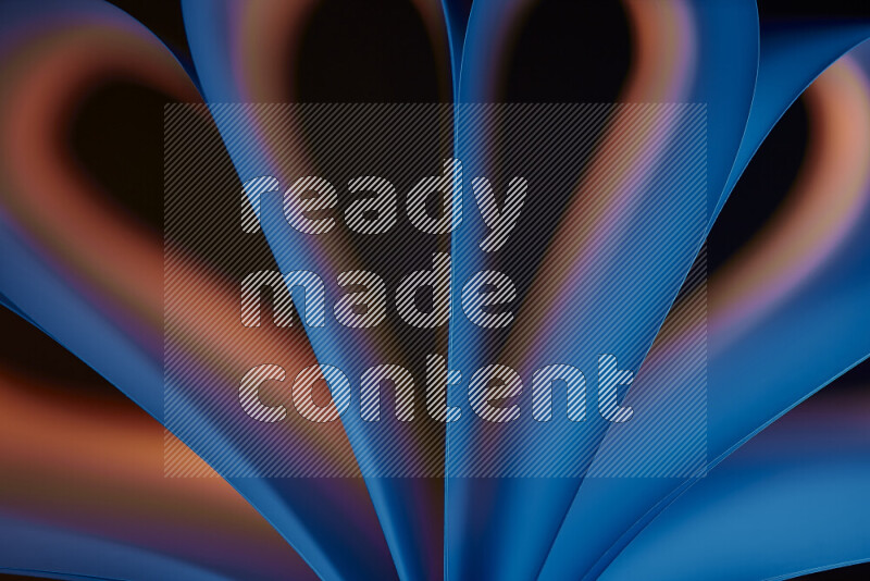 An abstract art piece displaying smooth curves in blue and orange gradients created by colored light