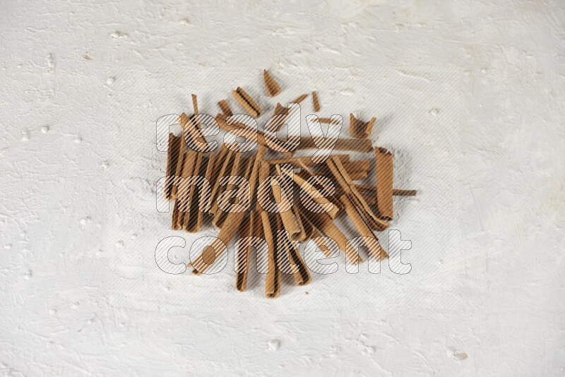Cinnamon sticks in different angles on white background