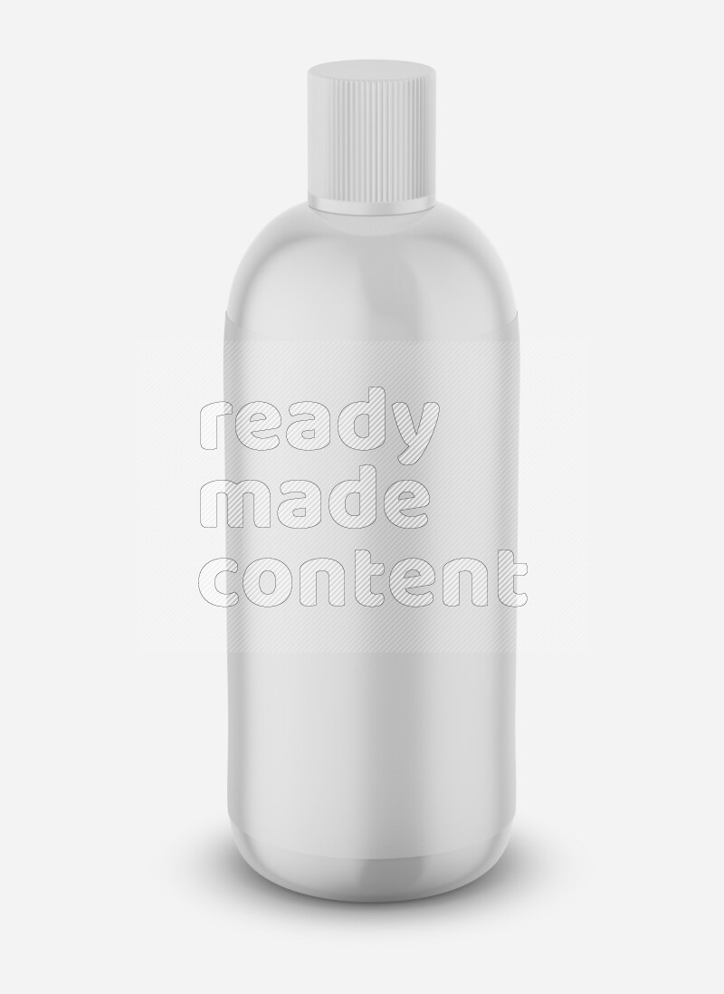 Plastic glossy cosmetic bottle with cap and label mockup isolated on white background 3d rendering