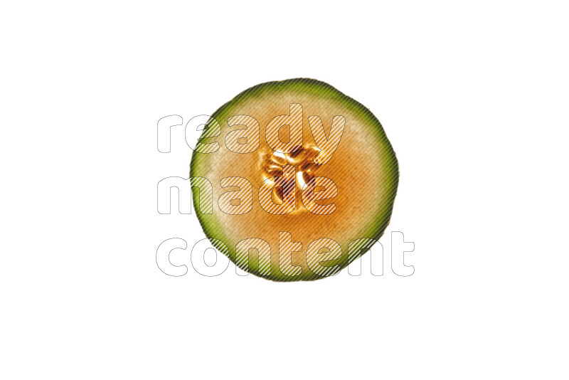 Cantaloupe slices on illuminated white background