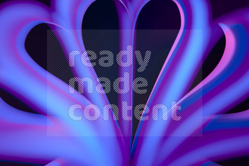 An abstract art piece displaying smooth curves in blue and purple gradients created by colored light