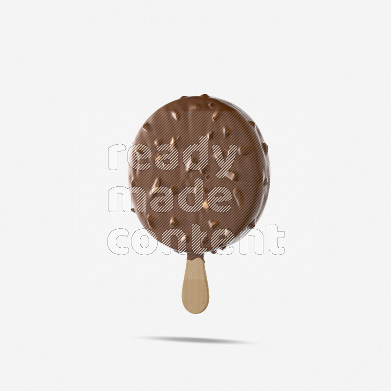 Chocolate ice cream stick mockup isolated on white background 3d rendering