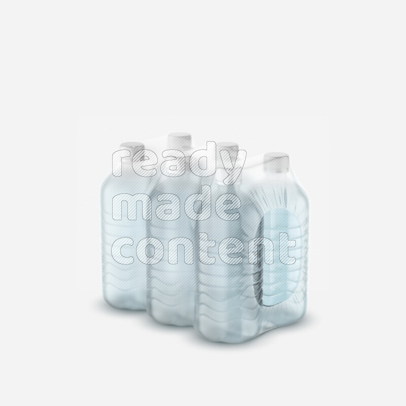 Plastic water bottles mockup wrapped isolated on white background 3d rendering