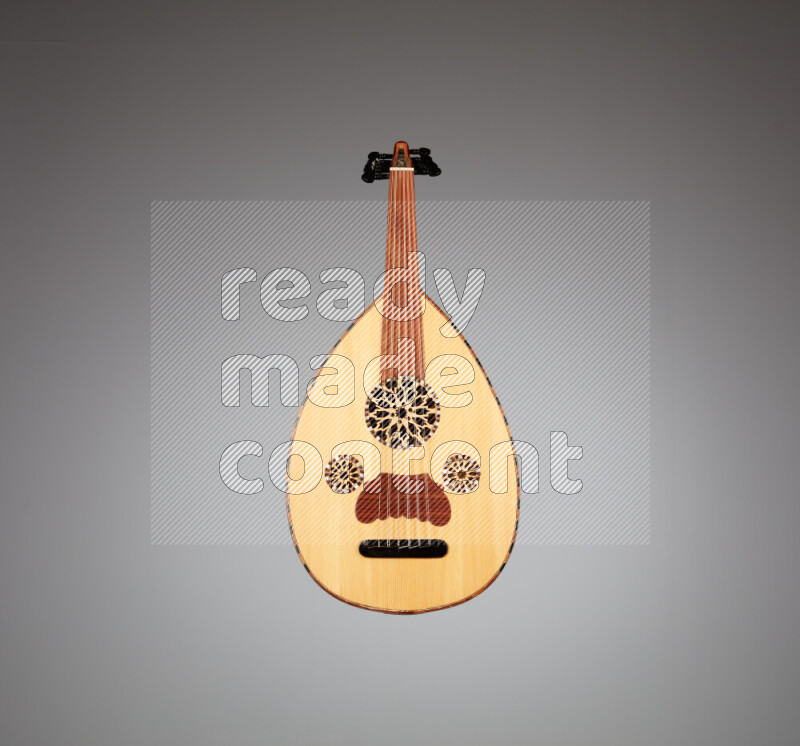 a wooden brown Oud on a gray background