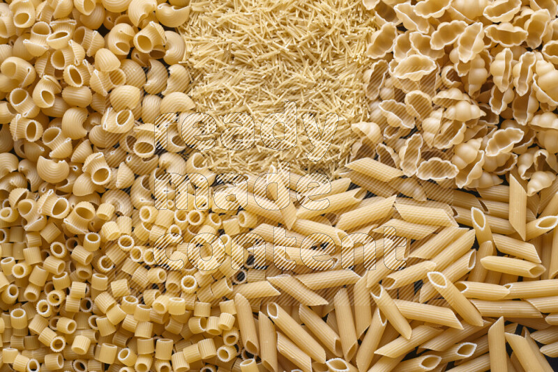 5 types of pasta filling the frame