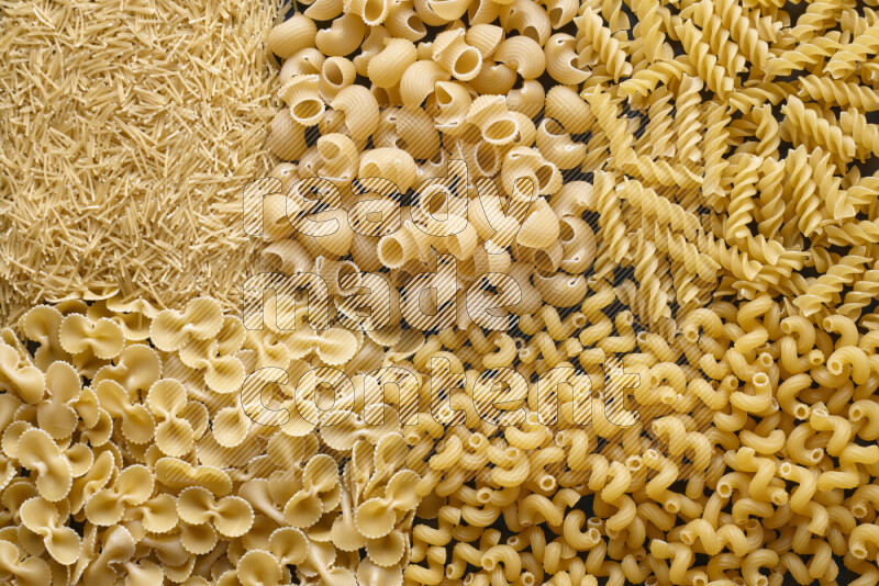 5 types of pasta filling the frame