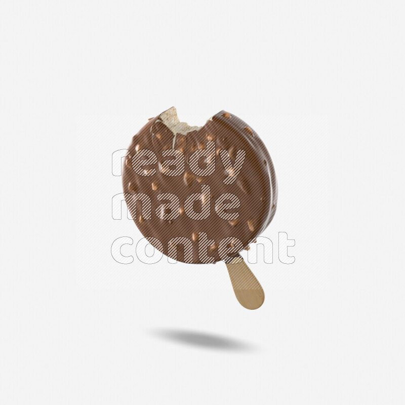 Chocolate ice cream stick mockup isolated on white background 3d rendering