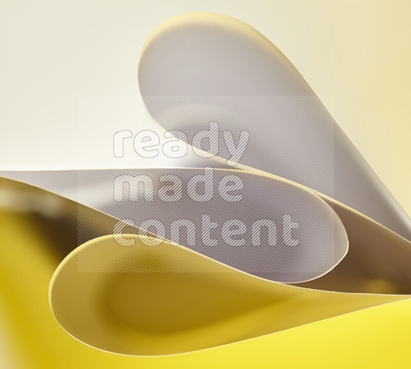 An abstract art of paper folded into smooth curves in white and yellow gradients