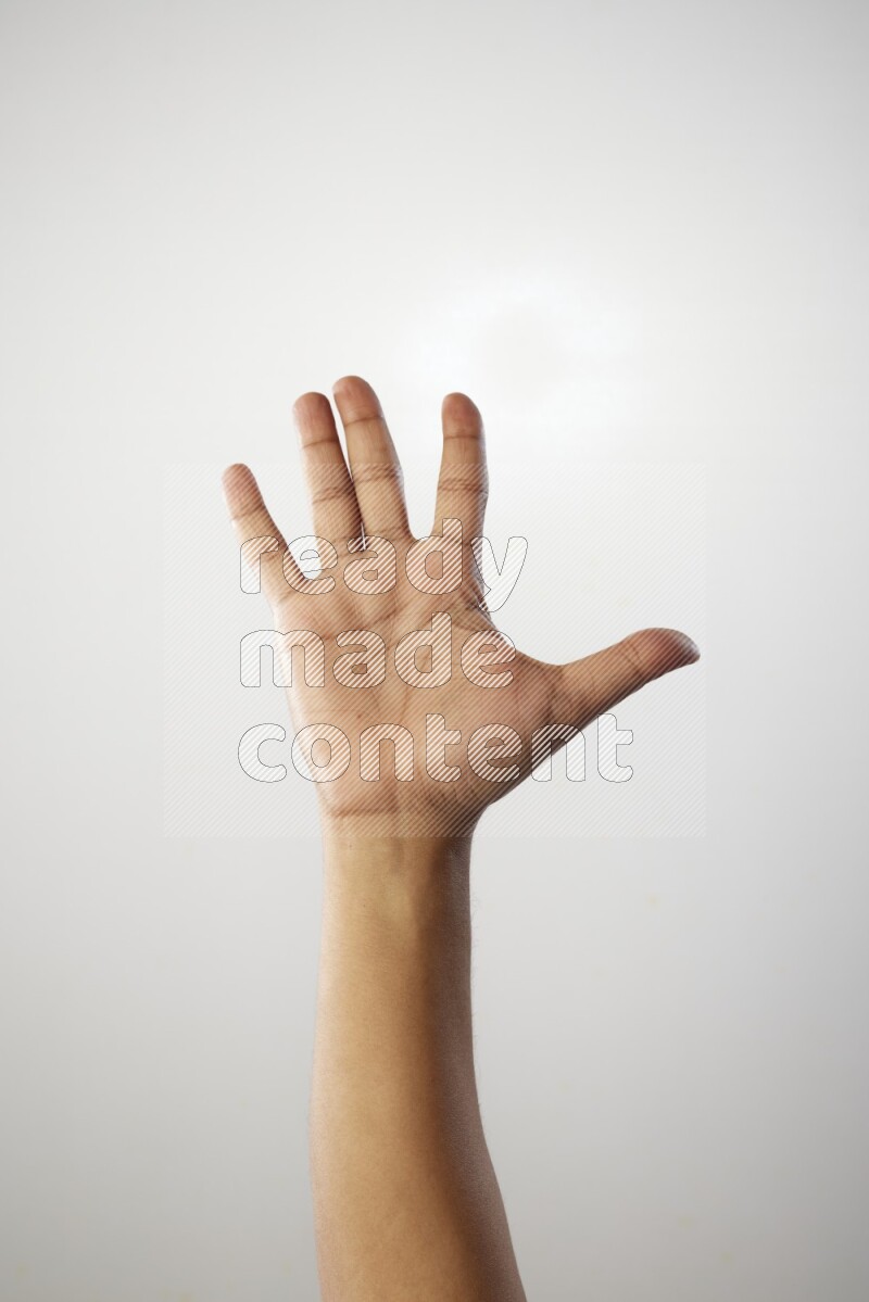 Male Hand with numbers sign on white Background