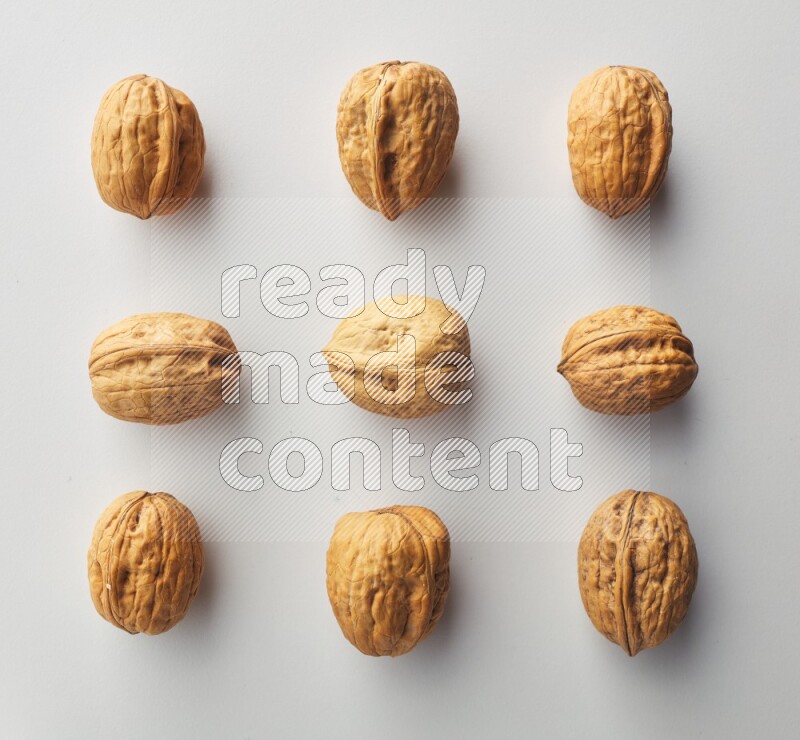 Top-view shot of walnut on white background