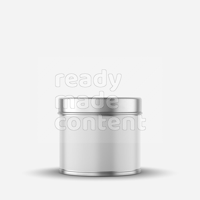 Glossy metallic tin can mockup with label and metal cap isolated on white background 3d rendering