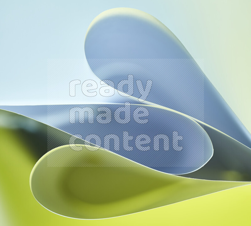 An abstract art of paper folded into smooth curves in white and green gradients