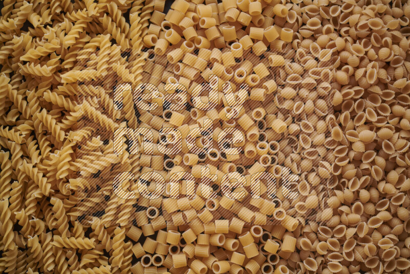 3 types of pasta filling the frame