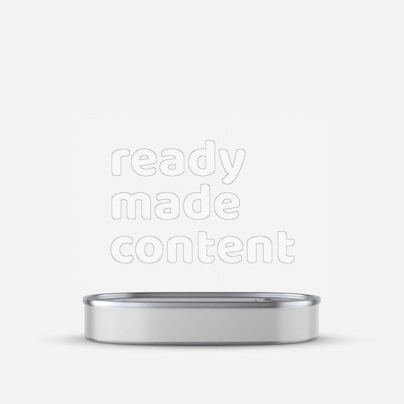 Glossy metallic tin can mockup with pull tab and label isolated on white background 3d rendering
