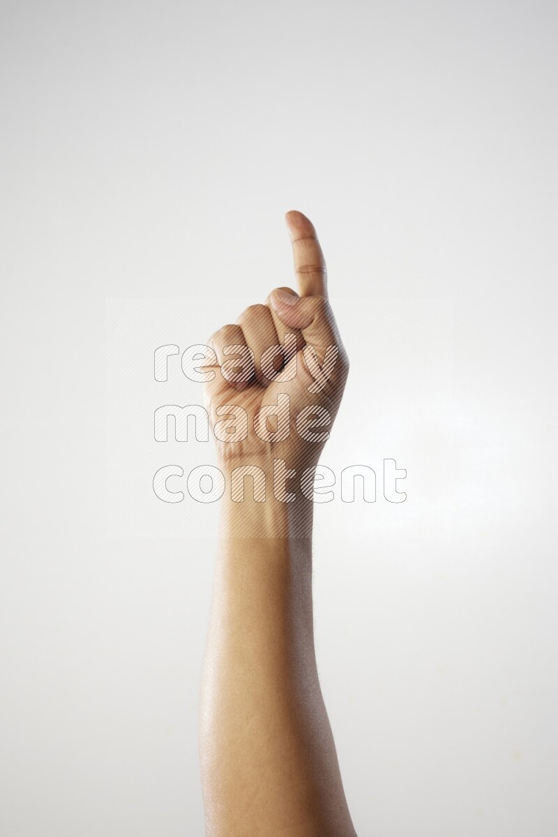 Male Hand with numbers sign on white Background