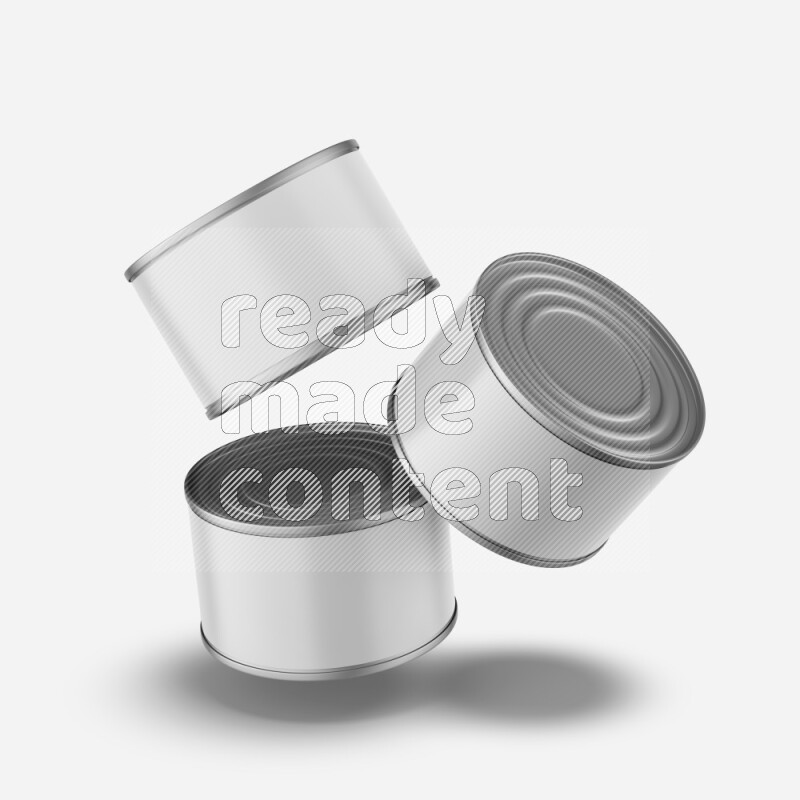Glossy metallic tin can mockup with white blank label isolated on white background 3d rendering