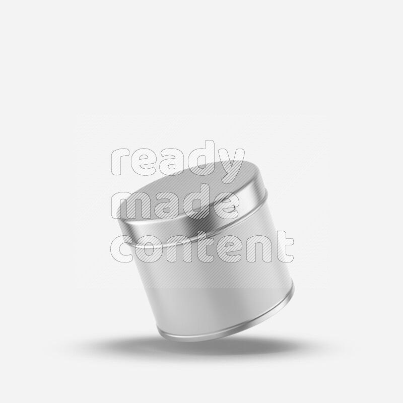 Glossy metallic tin can mockup with label and metal cap isolated on white background 3d rendering