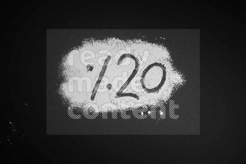 Percentages written with powder on black background