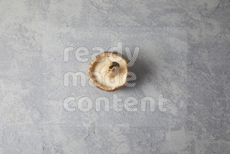 fresh shiitake Mushrooms topview on a light blue textured background
