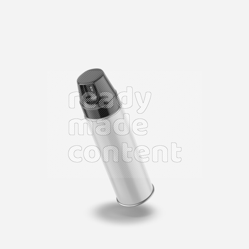 Metal spray bottle mockup with colored plastic cap isolated on white background 3d rendering