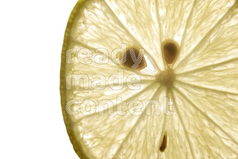 Lemon slices on illuminated white background