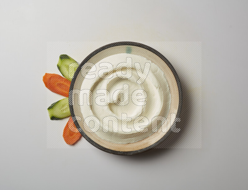 plain Lebnah in a pottery plate on a white background