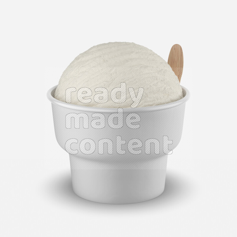 Ice cream in a white rough paper cup mockup isolated on white background 3d rendering
