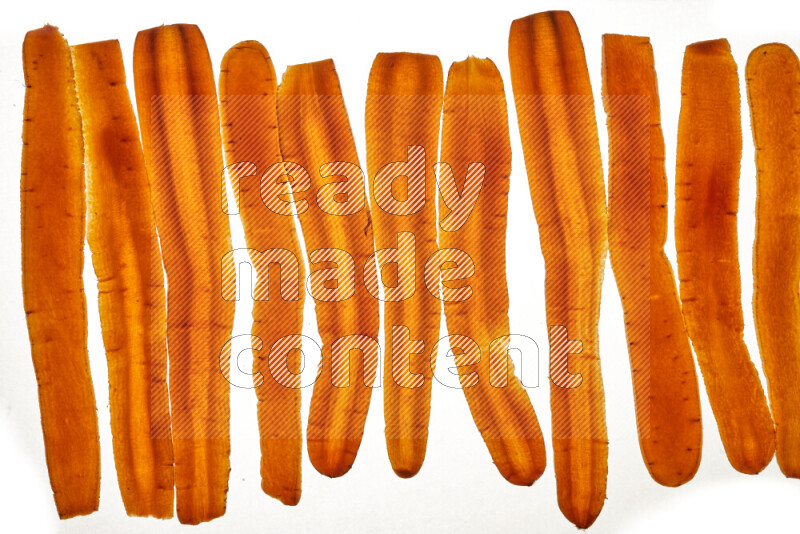 Carrots slices on illuminated white background