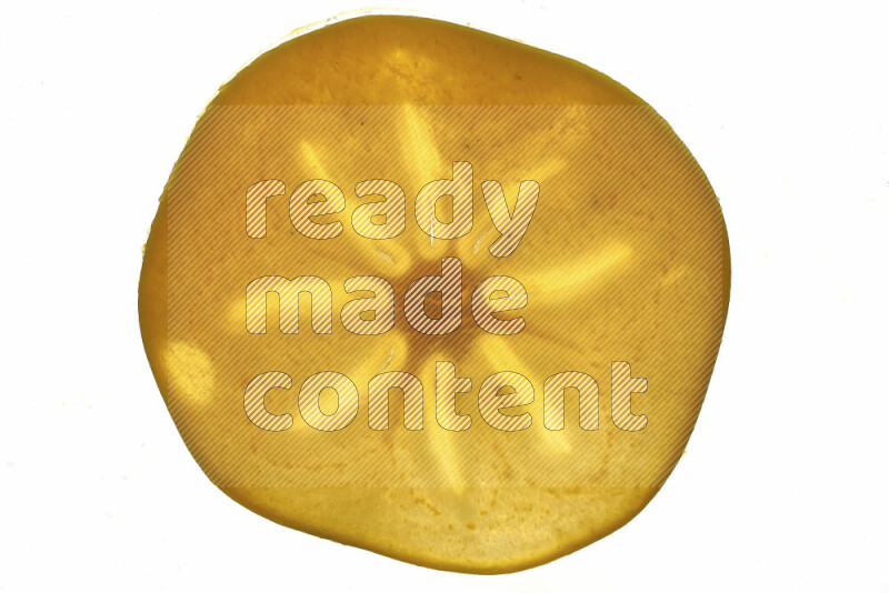 Persimmon slices on illuminated white background