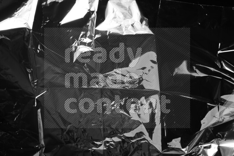 Plastic wrap texture on black background