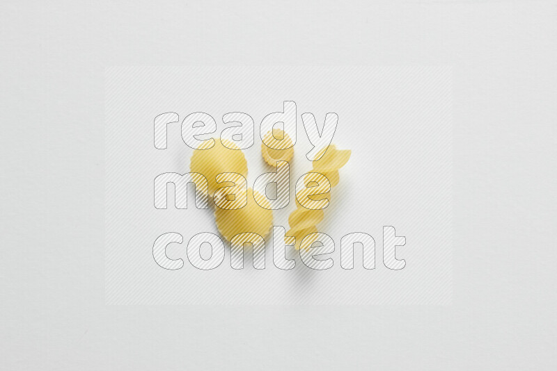 Different pasta types on white background