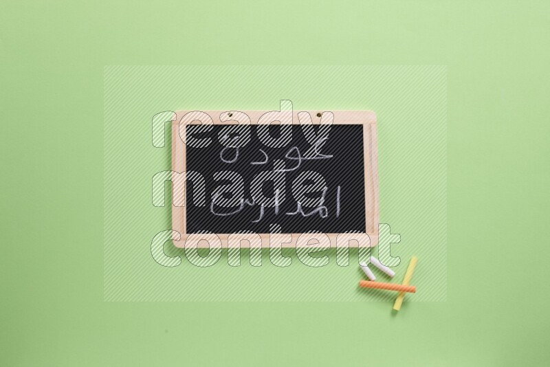 A blackboard on green background