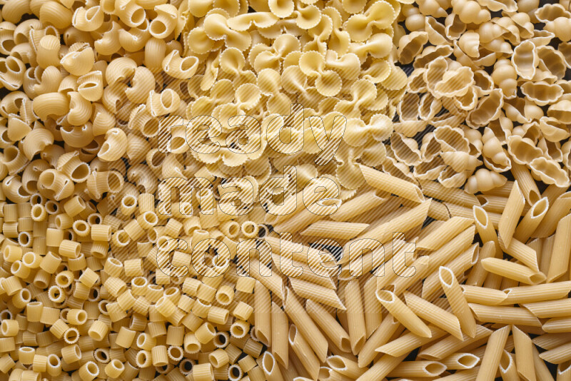 5 types of pasta filling the frame