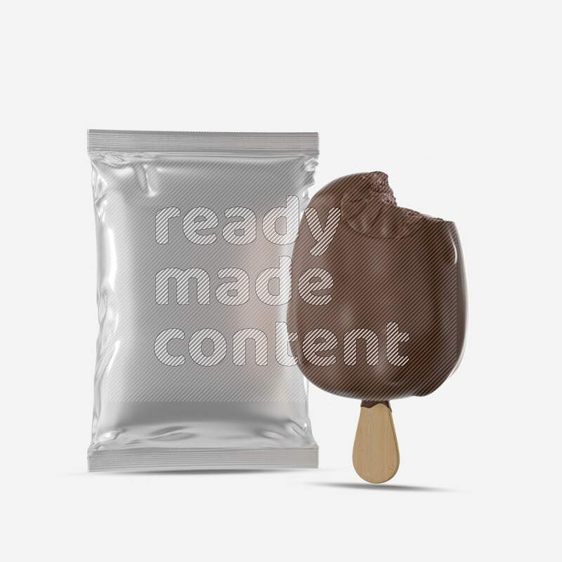 Chocolate ice cream stick mockup isolated on white background 3d rendering