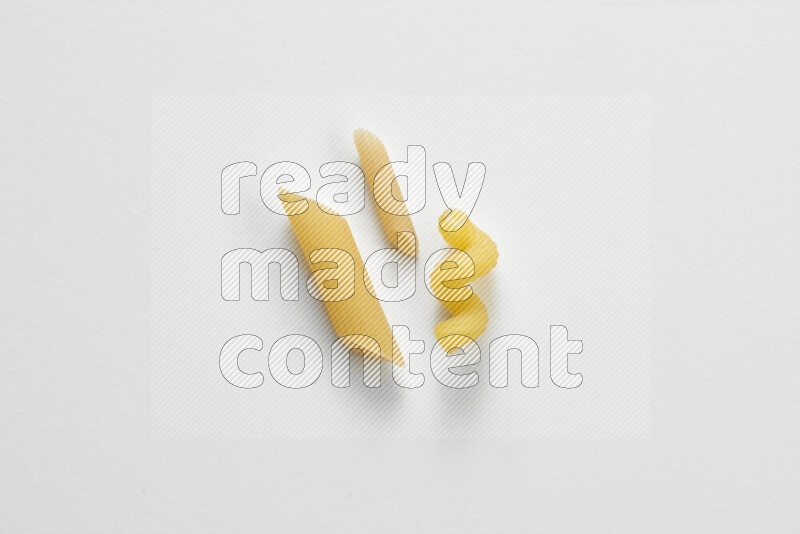 Different pasta types on white background