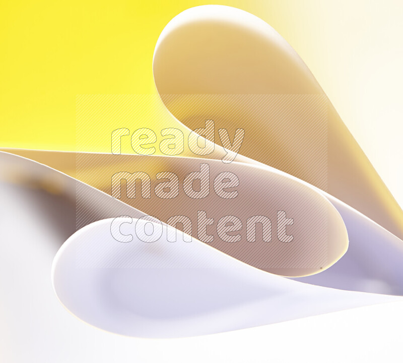 An abstract art of paper folded into smooth curves in white and yellow gradients