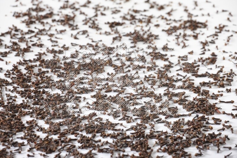 Cloves spread on white flooring