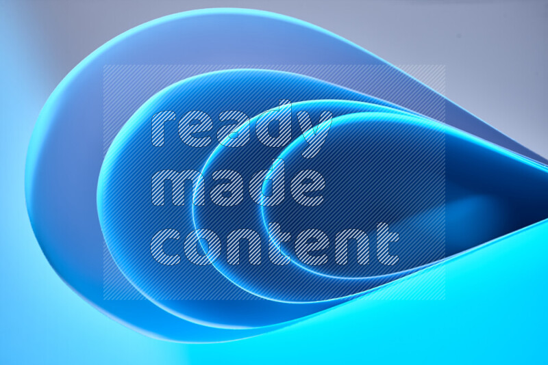 An abstract art of paper folded into smooth curves in blue gradients