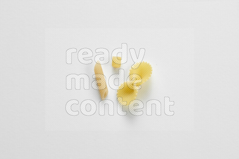 Different pasta types on white background