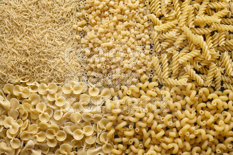5 types of pasta filling the frame