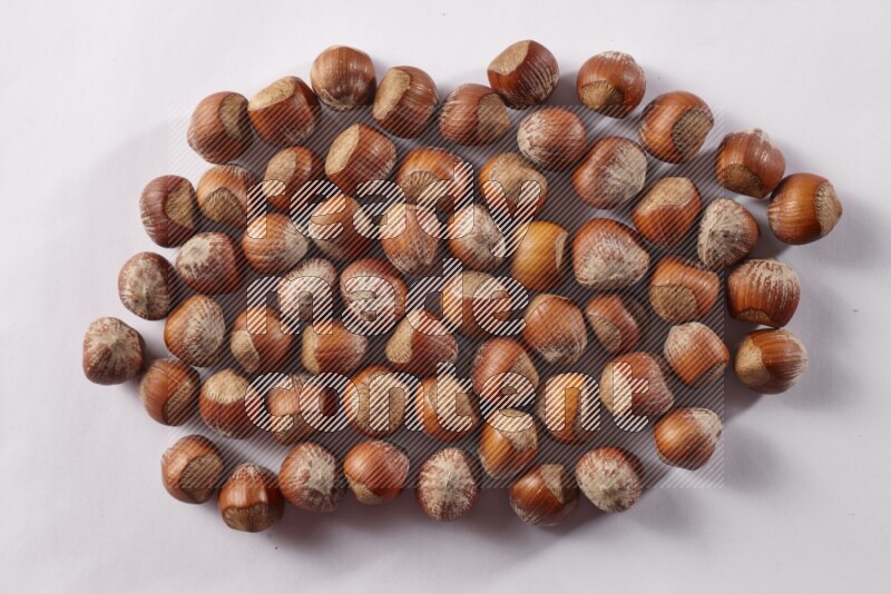 Hazelnuts on white background