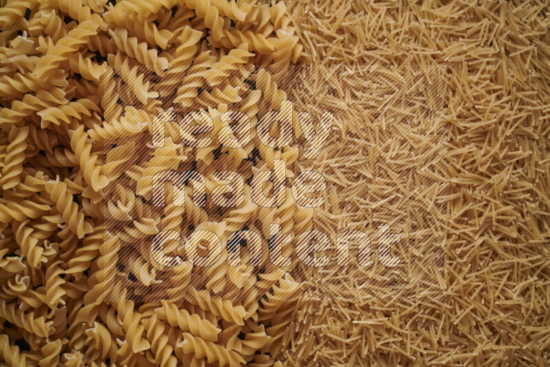 2 types of pasta filling the frame