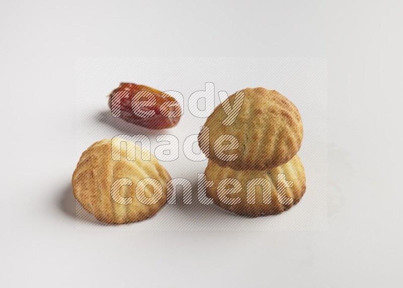 Three Pieces of Maamoul direct on white background