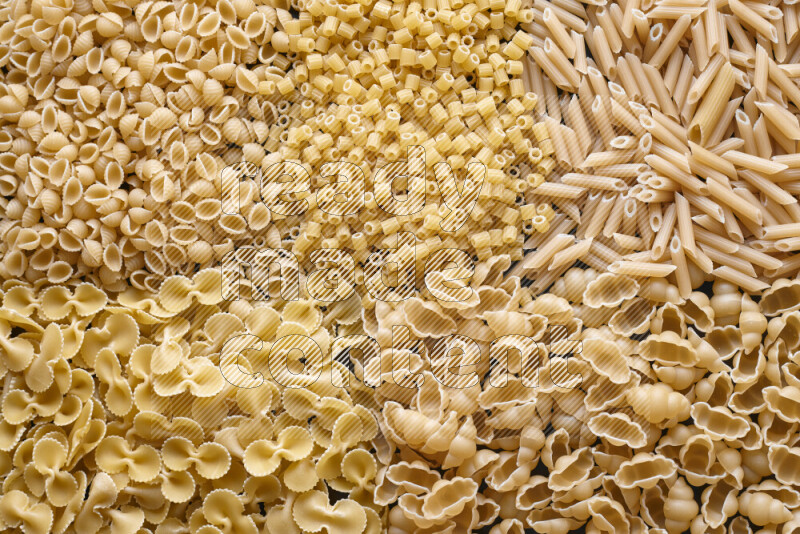 5 types of pasta filling the frame